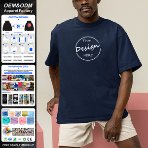 Custom Screen Print Design 220Gsm Loose Gym Fitness <b>T</b> <b>Shirt</b> Men's Thick Rib <b>Collar</b> Solid Luxury Boxy Fit <b>T</b> <b>Shirt</b> - Product Image 1