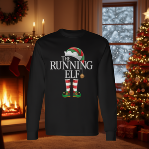 The Running Elf T-shirt à manches longues, cadeau de Noël pour hommes et femmes, vêtements de fête de Noël unisexes - Product Image 3