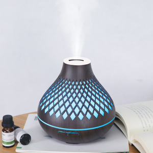 Wood Grain Aroma Diffuser 300Ml Ultrasonic <b>Humidifier</b> With Led Light For Home Use - Product Image 3