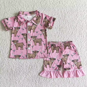 Conjunto de Pijamas de Verano para Bebés Niñas, Estilo Vaquero Occidental, con Botones, Manga Corta, Ecológico, de Spandex/Poliéster - Product Image 5