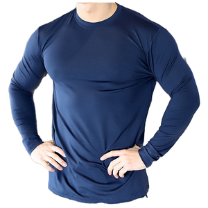 Men's Long Sleeve O-Neck Quick Dry Solid Color Slim Fit T-<b>Shirt</b> Knitted <b>100</b>%<b>Polyester</b> 200Gsm Casual Wear - Product Image 1