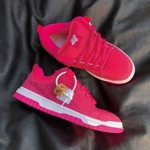 Hot Pink Streetwear Woman Sneakers Breathable Mesh Skate Shoes with Chunky <b>Rope</b> Laces Women Vate Pink Mesh <b>Thick</b> Sole Platform - Product Image 4