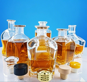 בקבוקי זכוכית מט בהתאמה אישית 500 מ\\\"ל/750 מ\\\"ל/1000 מ\\\"ל בקבוקי יין ומשקאות חריפים עם פקק שעם ארוזים בקרטון - Product Image 3