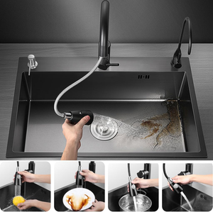 Fregadero de cocina rectangular de acero inoxidable de 50 x 45 cm con un solo seno, orificio para grifo, sobre encimera, lavabo utilitario - Product Image 3