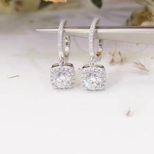 Women's Romantic Ball Shape Hoop <b>Earrings</b> 14k White Gold & Sterling <b>Silver</b> Plated White Garnet Stone for <b>Wedding</b> Anniversary - Product Image 5