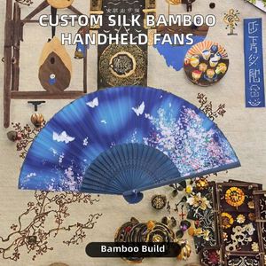 Éventails pliants personnalisés avec logo, design floral, art populaire traditionnel, amour, pour la décoration intérieure écologique – Vente en gros - Product Image 2