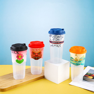 Customized Logo 16oz 500ml 700ml Clear Disposable PP <b>Plastic</b> <b>Cup</b> with Lid Single Wall Style for Cold Milk Tea Drinks - Product Image 2