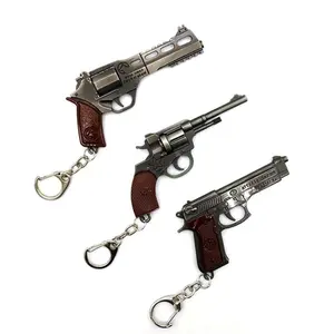 Keychain 90mm Mini Metal Real Gun Model Toy Holster Pistol Gun Shaped Eject Bullets Keychain