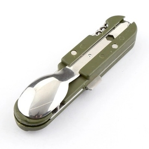 <span class=keywords><strong>Couteau</strong></span>, <span class=keywords><strong>fourchette</strong></span>, cuillère, ouvre-bouteille, vert militaire pliant Portable en acier inoxydable Camping pique-nique couverts <span class=keywords><strong>couteau</strong></span> <span class=keywords><strong>fourchette</strong></span> cuillère ouvre-bouteille couverts - Product Image 3