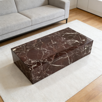 Table basse en marbre Rosso Levanto de luxe moderne, meuble décoratif de salon en pierre naturelle personnalisée, carré, pour salon