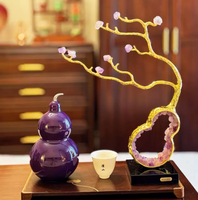 Nouvelle sculpture Feng Shui en cristal d'améthyste de style chinois, gourde et cerf, objet d'art de collection pour la décoration du salon