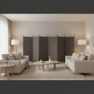 ฉากกั้นห้องผ้า 6 แผง สีแอนทราไซต์ ขนาด 204.7 x 70.9 นิ้ว แบบเคลื่อนย้ายได้ - Product Image 2