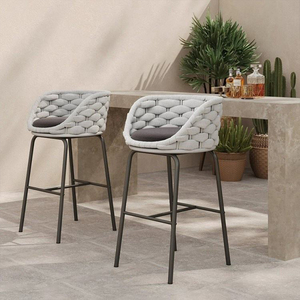 Hồ bơi tùy chỉnh dệt Băng thanh ghế và bàn đồ gỗ ngoài trời đặt vườn ăn cao Phân Patio nhôm thanh ghế - Product Image 3