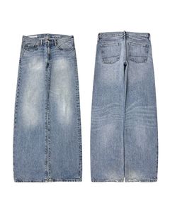 Jeans en denim délavé de qualité supérieure 100% coton, coupe ample, streetwear pour hommes, effet délavé, jeans pour hommes - Product Image 6