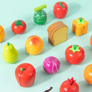 Coupe de bois magnétique fruits légumes enfant en bas âge éducatif semblant jouer jouet en bois cuisine ensemble jouets pour enfants - Product Image 3