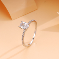 Cincin Moissanite Model Baru dari Pabrik, Cincin Pertunangan Ramah Lingkungan Berlapis Perak Tembaga dengan Berlian, Cincin Pernikahan Moissanite untuk Wanita