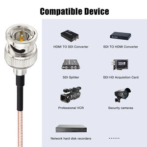 BNC ángulo recto macho a BNC recto macho <span class=keywords><strong>HD</strong></span> <span class=keywords><strong>SDI</strong></span> RG179 75 Ohm para cámara de vídeo <span class=keywords><strong>HD</strong></span> <span class=keywords><strong>SDI</strong></span> BNC RG179 <span class=keywords><strong>Cable</strong></span> - Product Image 2