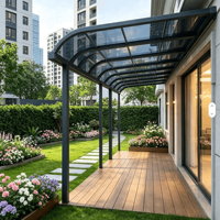 Auvent de balcon commercial, structure en aluminium thermolaqué, toit en polycarbonate résistant aux intempéries, rétractable, autoportant, extérieur