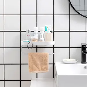 드릴링 욕실 스토리지 주최자 홀더 보호기 공간 알루미늄 벽 마운트 선반 흡입 샤워 캐디 플라스틱