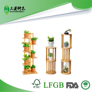 Bamboo minimalist Nordic style balcony potted plant <b>shelf</b>, adjustable flower <b>rack</b>, multi-tiered floor-standing flower pot - Product Image 5