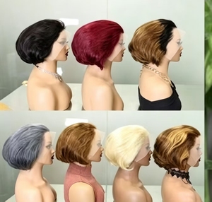Letsfly 26$ Promotion Short <b>Pixie</b> <b>Wigs</b> 200g Full 13x4 Lace Frontal Highlight Brown Color 100% Human Hair <b>Wigs</b> 10inch Wholesale - Product Image 1