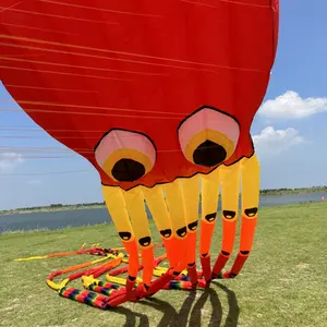 易于飞行的亲子互动章鱼风筝在微风3D软风筝无骨架15m动物抗撕裂风筝