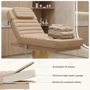 Lit de Beauté Moderne Blanc et Or pour Salon de Beauté, Lit de Spa Facial Médical, Lit de Cils, 3 <span class=keywords><strong>Moteurs</strong></span>, Inclinable Électrique, pour Thérapie Cosmétique - Product Image 5
