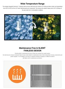 Pantalla de señalización digital Lcd montada <span class=keywords><strong>en</strong></span> la pared exterior personalizada de 55 pulgadas resistente a la intemperie IP56 exterior 3500NITs pantalla de publicidad Lcd - Product Image 4