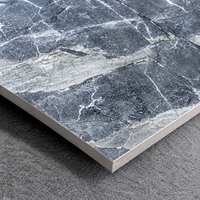 Carreaux de sol 60x60 gris foncé bleu marbre brillant en porcelaine, design tendance, pour salon de villa - Meilleures ventes