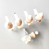 Botol parfum mobil Diffuser minyak esensial kartun gantung kayu kreatif dengan klip ventilasi botol parfum aromaterapi kaca