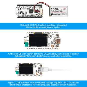 Carte de développement WiFi LoRa 32(V3) avec puce SX1262 et ESP32-S3FN8, écran OLED, prise en charge du réseau Mesh Meshtastic, Paxcounter, Heltec v3 - Product Image 3