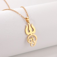 Collier avec pendentif symbole Om indien Tamil avec trident, symbole Om Shiva, yoga, talisman vintage, bijoux en acier inoxydable