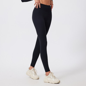 Toptan kadın moda ekleme düz renk spor Yoga sıkı pantolon ince bel hafif spor atletik Yoga uzun pantolon - Product Image 2