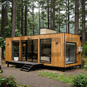 Gỗ Ốp container nhà kính lớn cửa sổ prefab mô-đun cabin ngoài trời sống nhà - Product Image 1