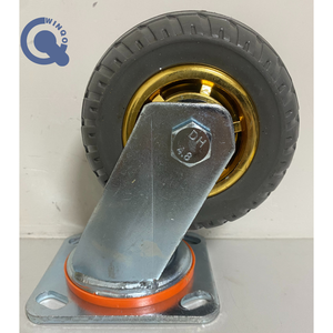 Haute charge 4 5 6 8 pouces or mobile roulette en caoutchouc roulette droite robuste avec serrure - Product Image 2