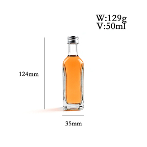 <span class=keywords><strong>Bouteille</strong></span> en verre transparente carrée vide de 50 ml pour spiritueux, gin, <span class=keywords><strong>whisky</strong></span>, vodka, rhum, avec bouchon à vis, logo personnalisé en gros - Product Image 2