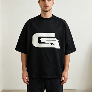 T-shirts pour hommes en coton 100% uni, personnalisables avec logo, 300 g, impression DTG, coupe ample, épaules tombantes - Product Image 1