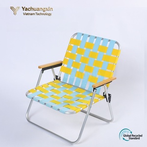 Chaise pliante d'extérieur moderne en bois massif avec sangle en acier inoxydable pour le camping, le barbecue et la sieste - Mobilier d'extérieur - Product Image 4