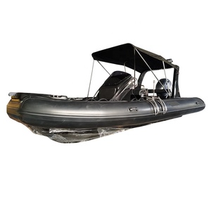 Bateau à côtes en V profond en fibre de verre noir CE avec moteur Remorque française ORCA HYPALON yacht de luxe RIB 580 pour la pêche - Product Image 1