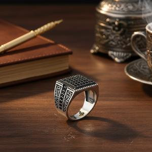 925K Sterling <b>Silver</b> Turkish Design Style <b>Men</b> Onyx <b>Ring</b> - Product Image 3
