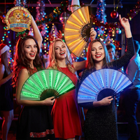 Party-Spielzeug 33cm LED Große Klappbare Bambus-Handfächer mit Bambusrippen und Weißem oder Schwarzem Stoff Party-Neuheiten