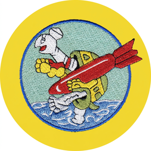Circular Eco-Friendly Canvas Embroidered <b>Patch</b> with Turtle Riding Rocket Over Water Handmade <b>Sew</b>-<b>On</b> Fabric Applique Gift Decor - Product Image 1