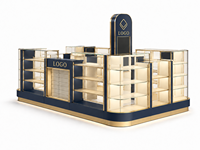 Kiosco de Lujo para Teléfonos Móviles, Exhibidor Modular para Celulares, Stand Personalizado para Centro Comercial, Mueble de Venta al por Menor de Vidrio Templado, Madera y Metal