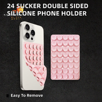 Support de téléphone portable portable à 24 ventouses double face en silicone acrylique thermofusible, silencieux, souple, design personnalisé, pour selfies