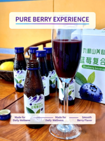 Wild Blueberry Pulp Sap 6-pack glazen flesjes verpakking 100ml Zachte, zijdezachte, diepe, pure, levendige bessennectar fruitdrank