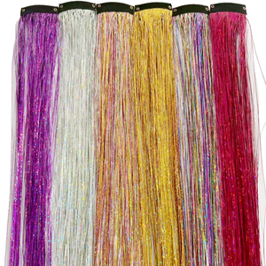 Extension per <span class=keywords><strong>Capelli</strong></span> Fai-da-Te da 20 Pollici, Clip per <span class=keywords><strong>Capelli</strong></span> Luccicanti Arcobaleno, Extension Colorate Blu Viola <span class=keywords><strong>Rosa</strong></span> con Glitter per Ragazze e Bambini - Product Image 4