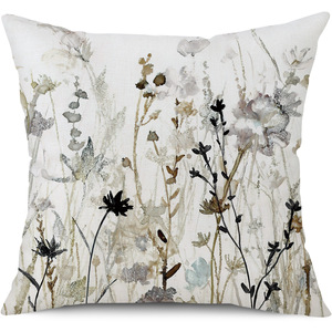 Fodera per cuscino in <span class=keywords><strong>lino</strong></span> con stampa floreale ad acquerello, motivo vegetale, per divano e casa, di gran moda - Product Image 3