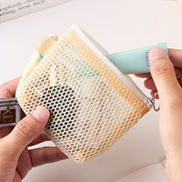 Pochette cosmétique miniature portable avec fermeture éclair, en maille transparente, pour rouge à lèvres, parfum, chargeur, écouteurs, avec poignée
