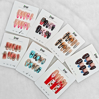 French Tip Nails-Long Press on Nails 10 Pcs Rose Carré En Plastique Faux Ongles Ensemble Pas Besoin De Fichier Cadeau À La Mode