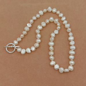 <span class=keywords><strong>Collana</strong></span> a 16 pollici del choker di 40 cm con il fermaglio del commutatore, perla d'acqua dolce naturale di 100%, <span class=keywords><strong>perle</strong></span> <span class=keywords><strong>barocche</strong></span> di 6.5-7.5 MM annodate, bene durevole - Product Image 3